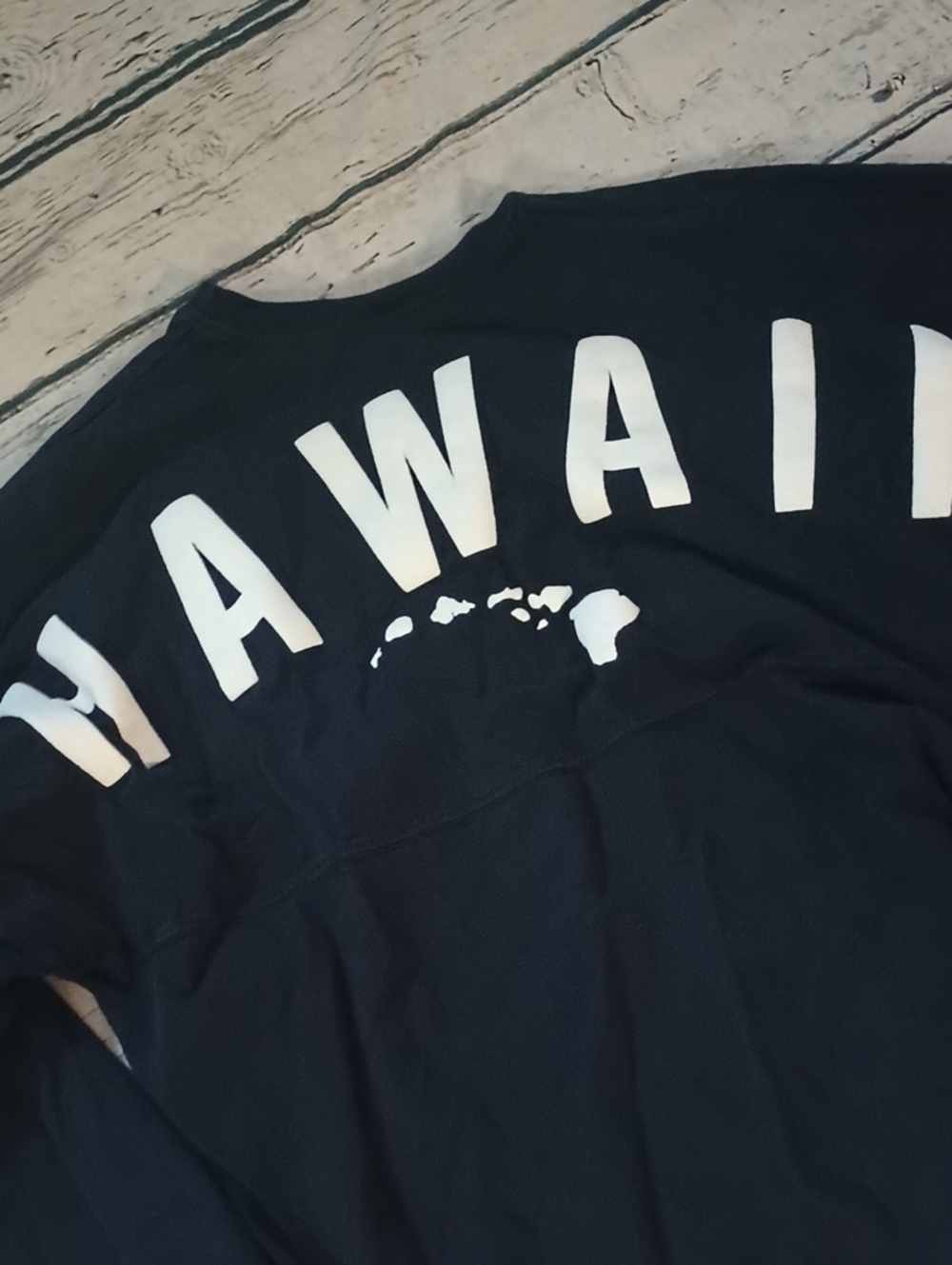 Spirit Jersey Navy Blue Hawaii Print Out Long Sleeve Shirt XL